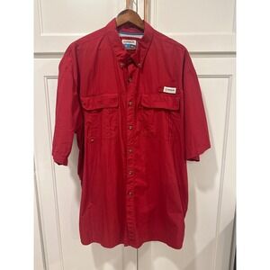 Magellan Outdoors 2XL Red Fishing Shirt Short Sleeve Button Tall Relaxed Fit
